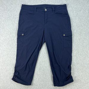 Eddie Bauer Travex Cargo Pants Womens 12 Horizon Crop Navy Blue Pockets Travel